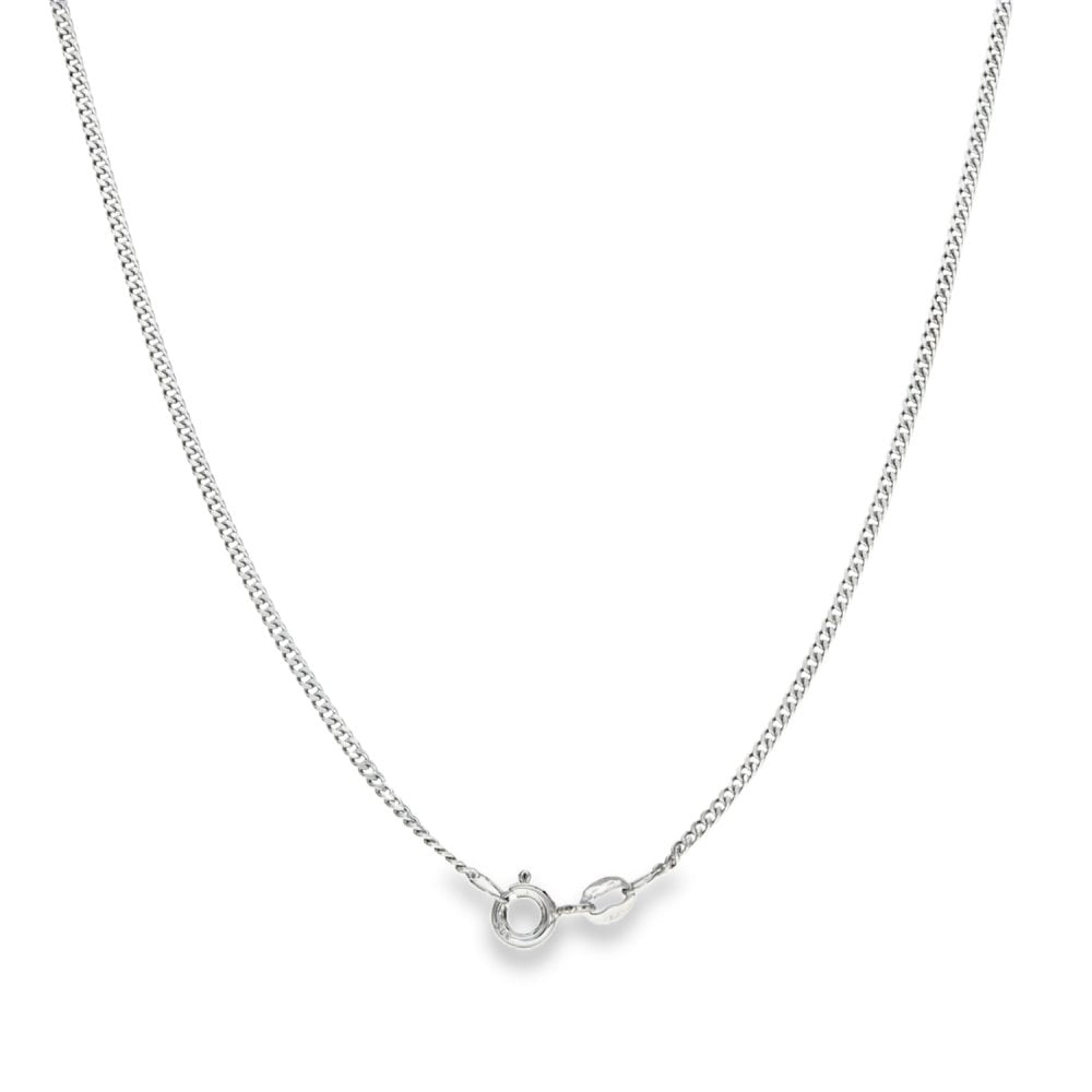 9ct White Gold Curb Chain - 16" - 3.1g