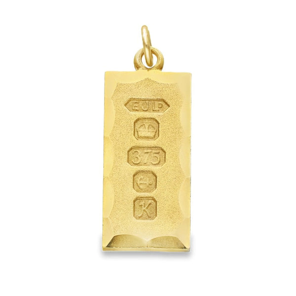 9ct Yellow Gold Ingot Pendant - 12x30x2mm - 7.5g