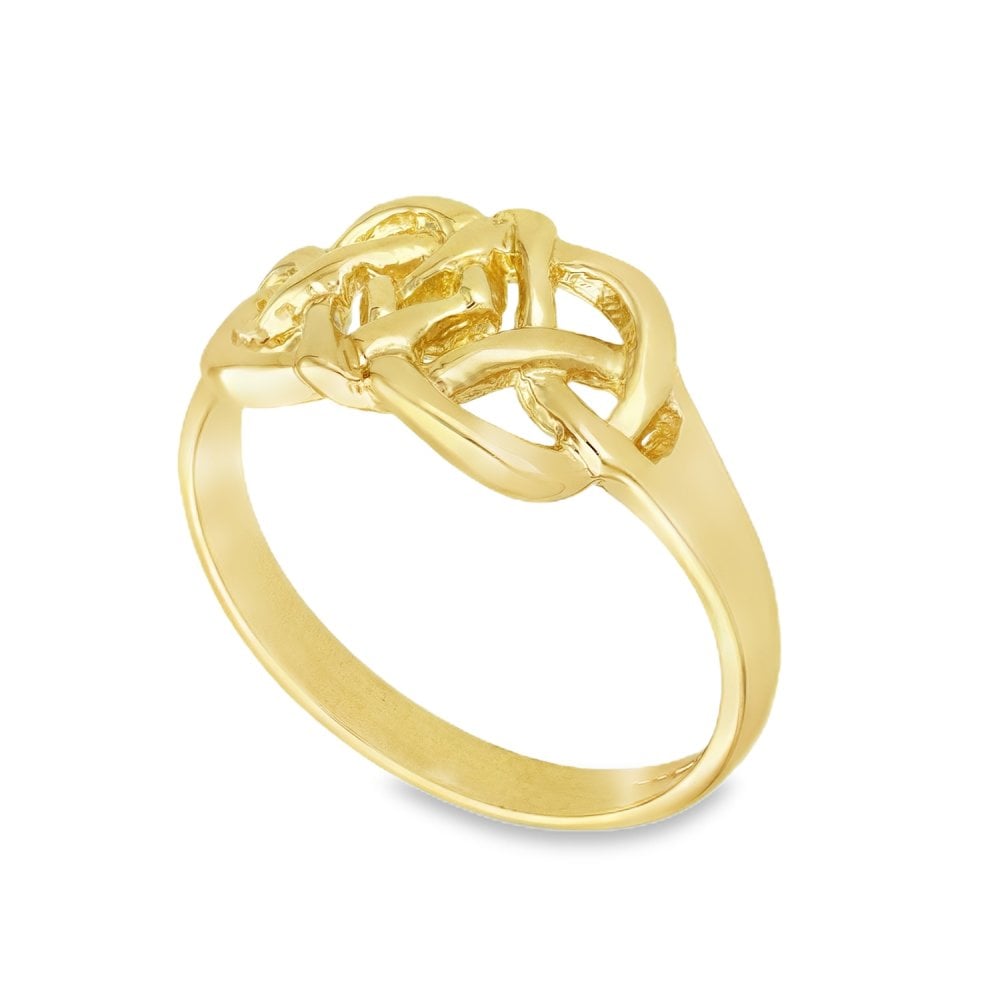 9ct Yellow Gold Open Celtic Ring - Size P - 9mm