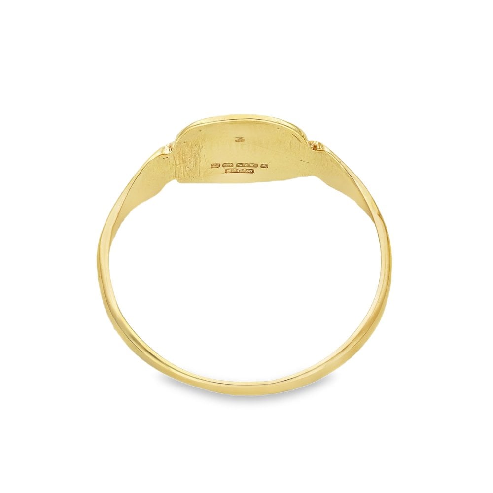 9ct Yellow Gold Half-Engraved Cushion Signet Ring - Size L - 9mm