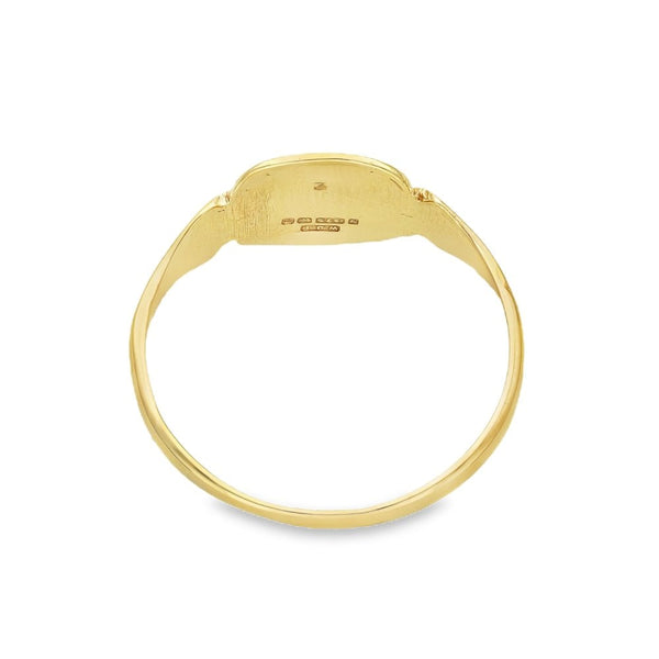 9ct Yellow Gold Half-Engraved Cushion Signet Ring - Size L - 9mm