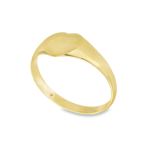 9ct Yellow Gold Heart Signet Ring - Size M - 7mm