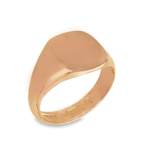 9ct Rose Gold Cushion Signet Ring - Size R - 13mm