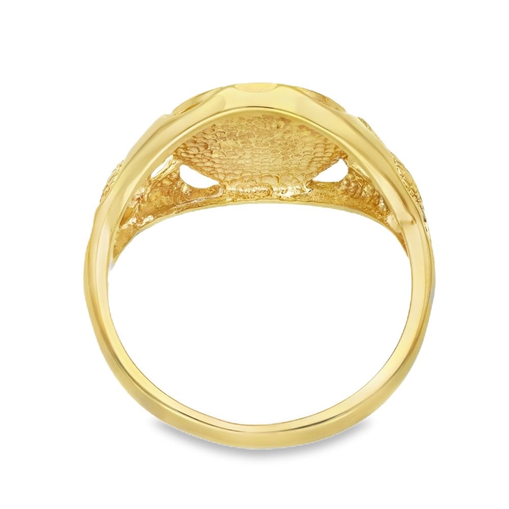 9ct Yellow Gold Oval Masonic Dress Ring - Size X - 18mm