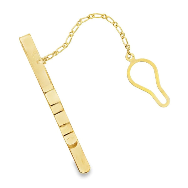 9ct Yellow Gold Half Patterned Tie Slide - 4.5x53x7mm - 3.8g