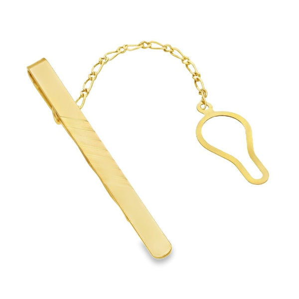 9ct Yellow Gold Half Patterned Tie Slide - 4.5x53x7mm - 3.8g