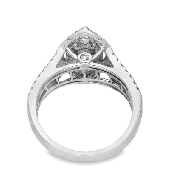 9ct White Gold Pear-Shape Diamond Cluster Ring - Size K½ -0.85ct