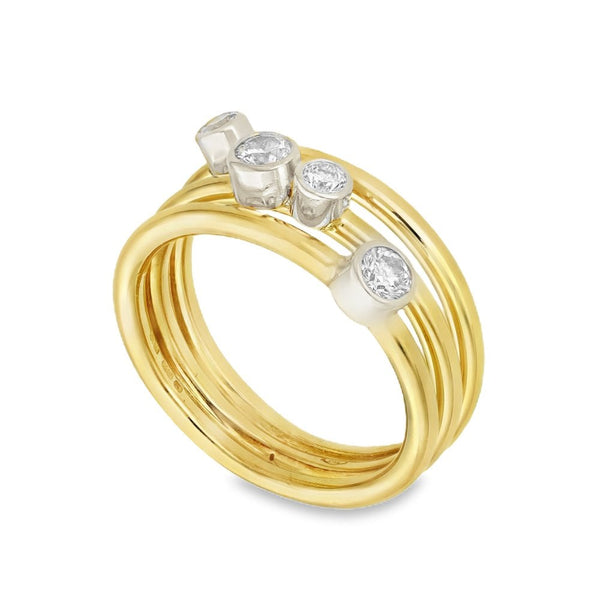 18ct Yellow Gold Diamond Scatter Ring - Size M - 0.42ct