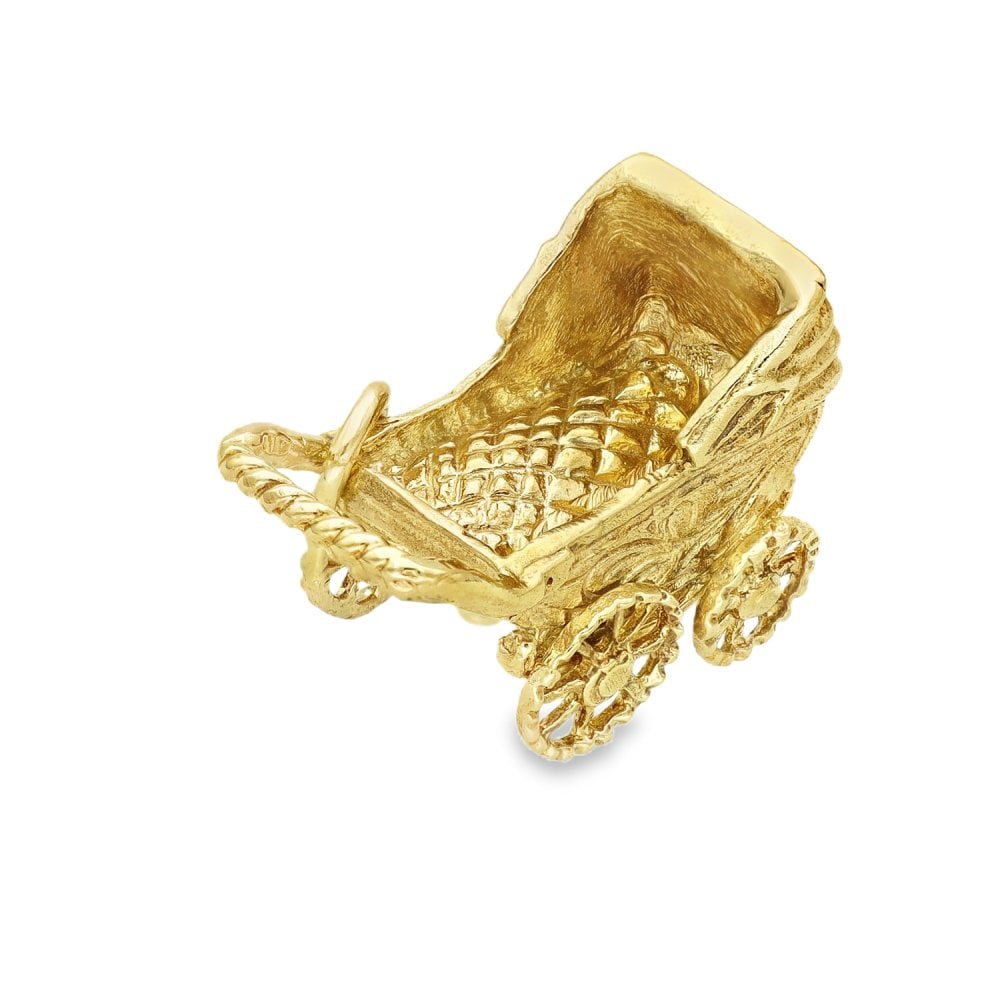 9ct Yellow Gold Pram Charm - 20x14x11mm - 4.7g