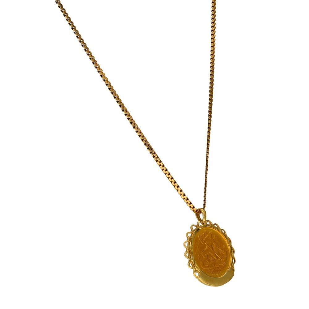 9ct Yellow Gold Angel Coin Pendant & Chain - 16" - 4.9g