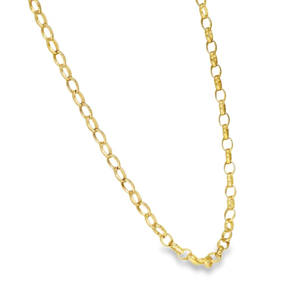 9ct Yellow Gold Oval Belcher Chain - 24" - 8.4g