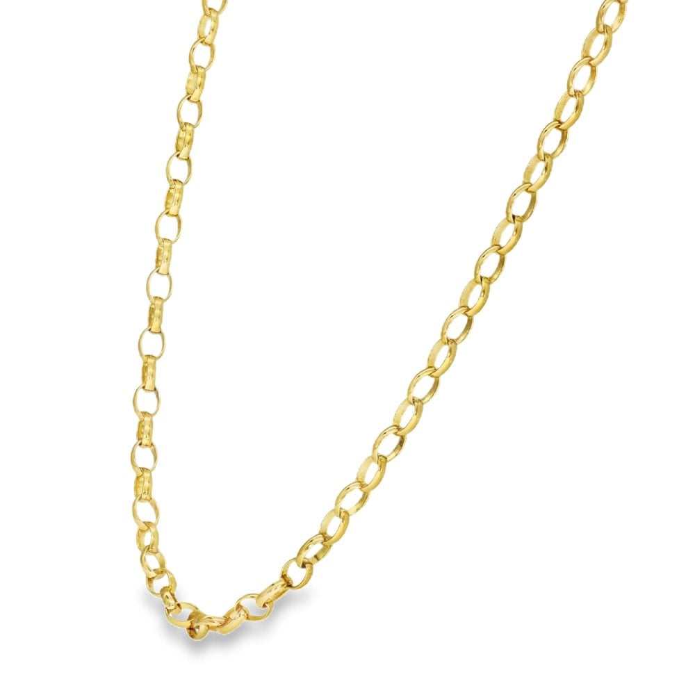 9ct Yellow Gold Oval Belcher Chain - 24" - 8.4g