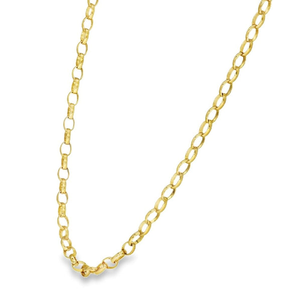 9ct Yellow Gold Oval Belcher Chain - 24" - 8.4g