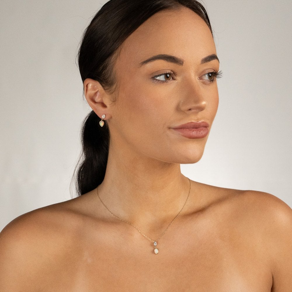 9ct Yellow Gold Opal & Diamond Necklace