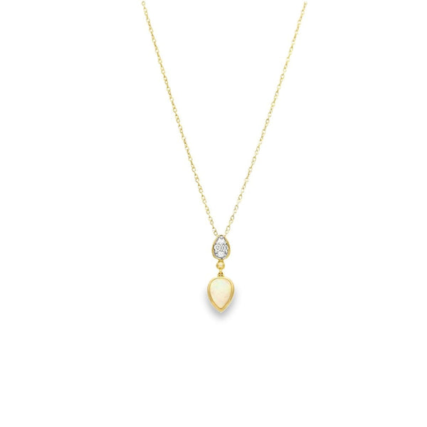 9ct Yellow Gold Opal & Diamond Necklace