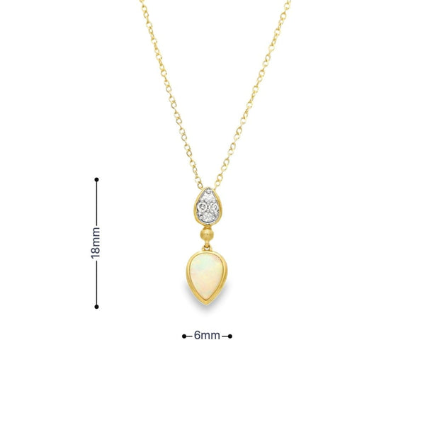 9ct Yellow Gold Opal & Diamond Necklace