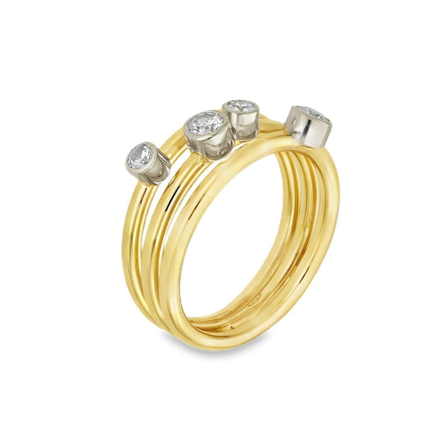 18ct Yellow Gold Diamond Scatter Ring - Size M - 0.42ct