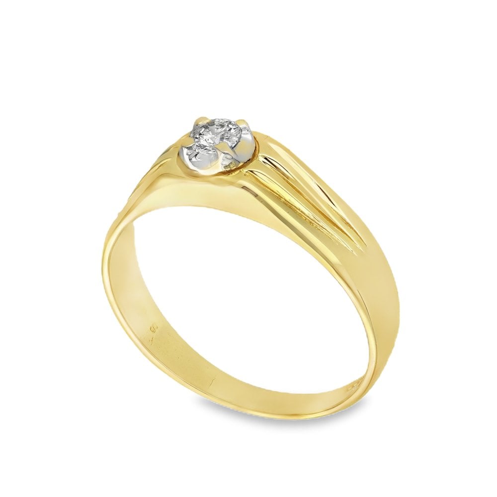 9ct Yellow Gold Diamond Solitaire Ring - Size W½ - 0.23ct