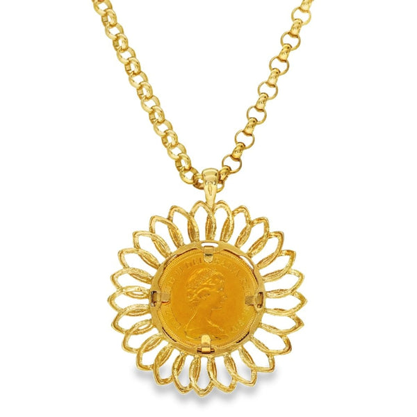 1980 Yellow Gold Full Sovereign Coin Pendant - 41x49x4mm - 38.8g