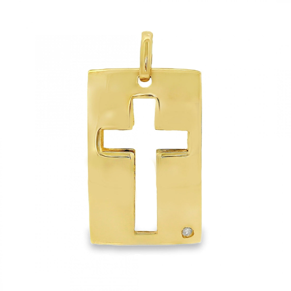 9ct Yellow Gold Open Cross Marquise Block Diamond Pendant - 3.5g