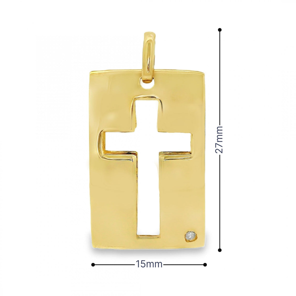 9ct Yellow Gold Open Cross Marquise Block Diamond Pendant - 3.5g