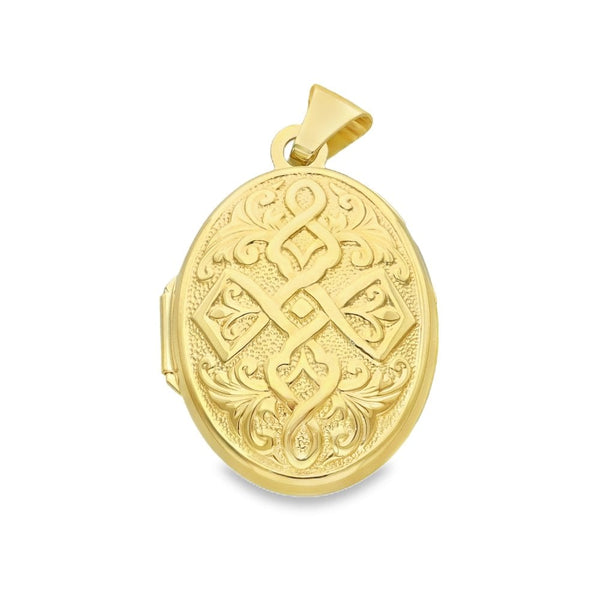 9ct Yellow Gold Celtic-Style Locket - 16x20x8mm - 1.6g