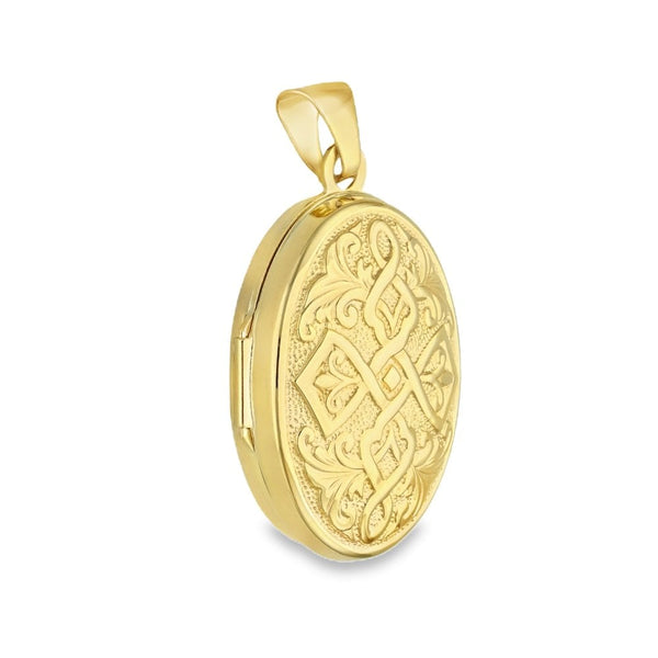 9ct Yellow Gold Celtic-Style Locket - 16x20x8mm - 1.6g