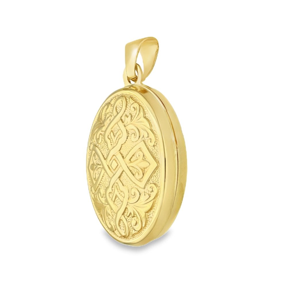 9ct Yellow Gold Celtic-Style Locket - 16x20x8mm - 1.6g