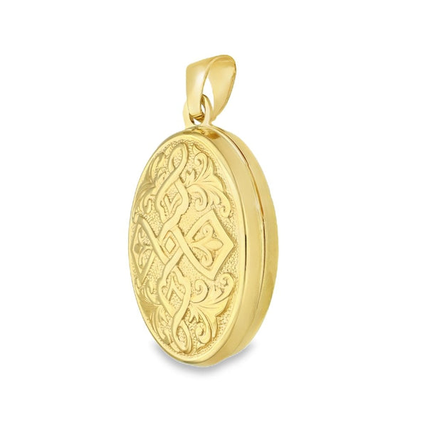 9ct Yellow Gold Celtic-Style Locket - 16x20x8mm - 1.6g