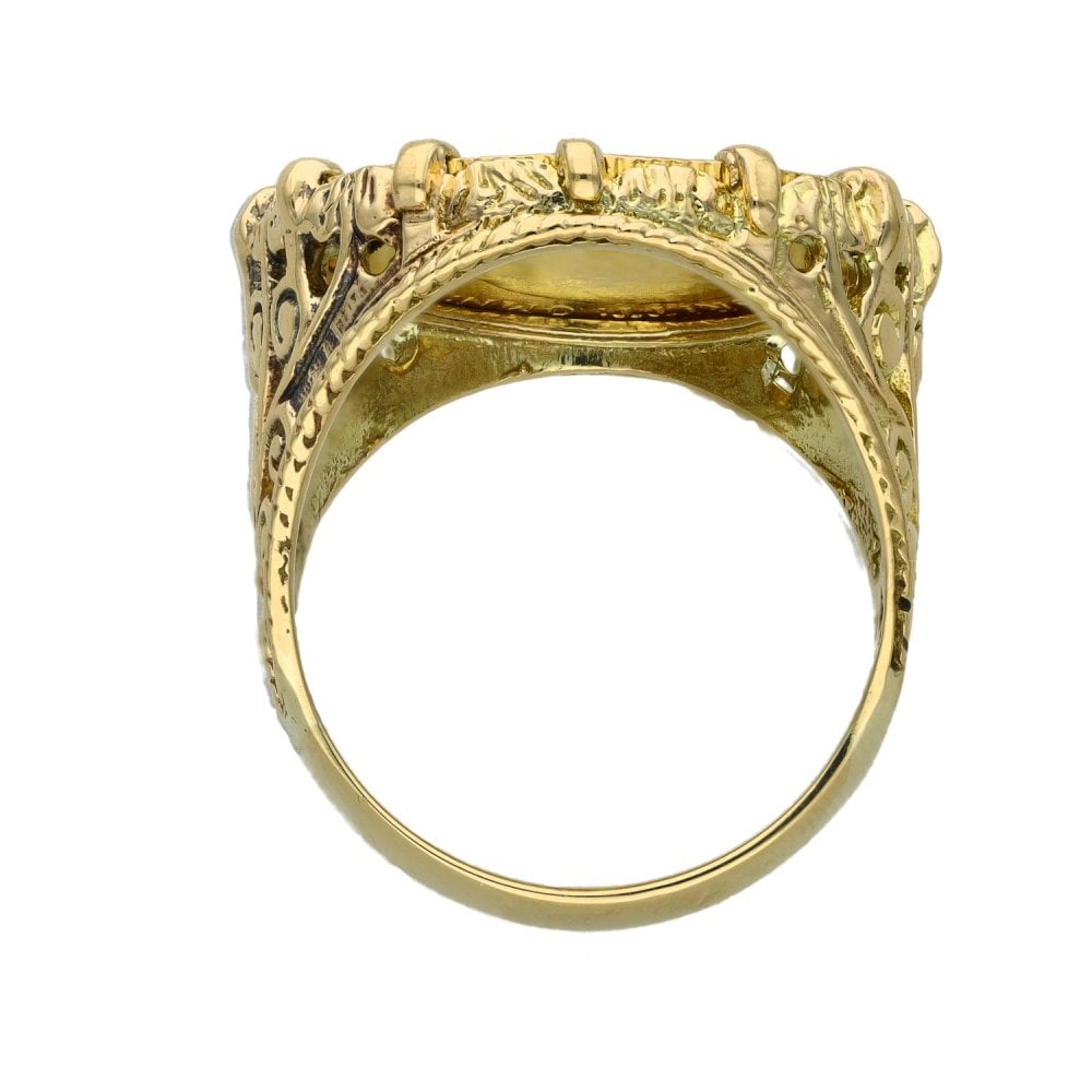 1903 Yellow Gold Full Sovereign Coin Ring - Size V - 16.6g