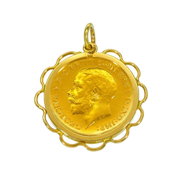 1912 Yellow Gold Half Sovereign Coin Pendant - 25x25x2mm - 5.4g