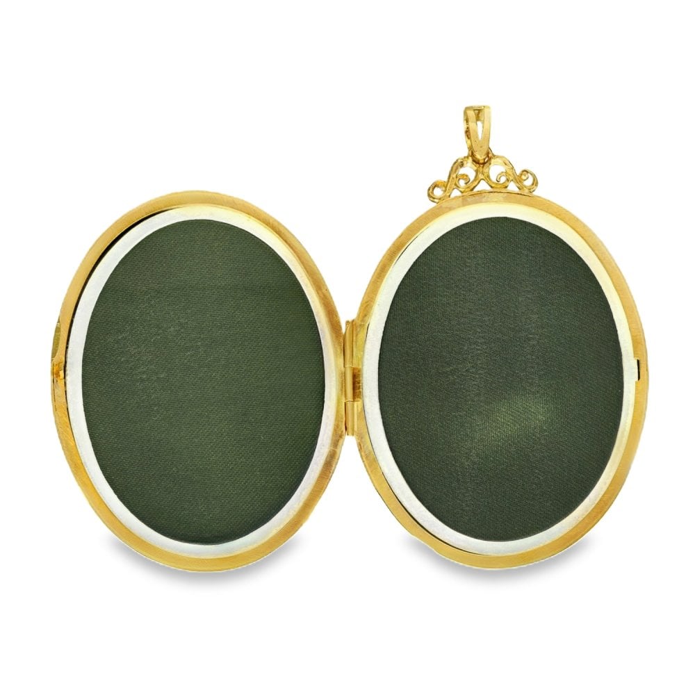 9ct Yellow Gold Feather Engraved Locket - 41x60x9mm - 24.1g