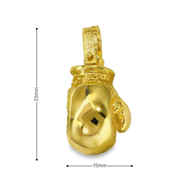 9ct Yellow Gold Boxing Glove Pendant - 15x25x12mm - 14.8g