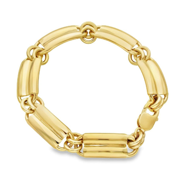 9ct Yellow Gold Fancy Bracelet - 8" - 51.6g