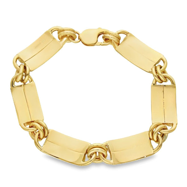 9ct Yellow Gold Fancy Bracelet - 8" - 51.6g
