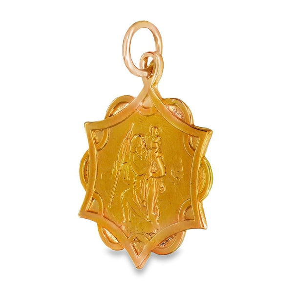 9ct Rose Gold Celtic-Style St. Christopher Pendant - 29x33x1mm