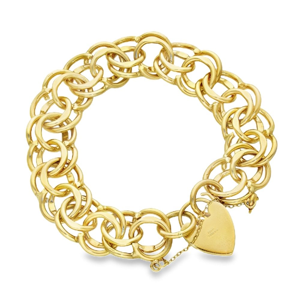 9ct Yellow Gold Double Curb Bracelet - 7.5" - 39.6g
