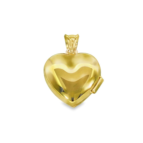 9ct Yellow Gold Shell-Patterned Heart-Shaped Locket - 15x17x6mm