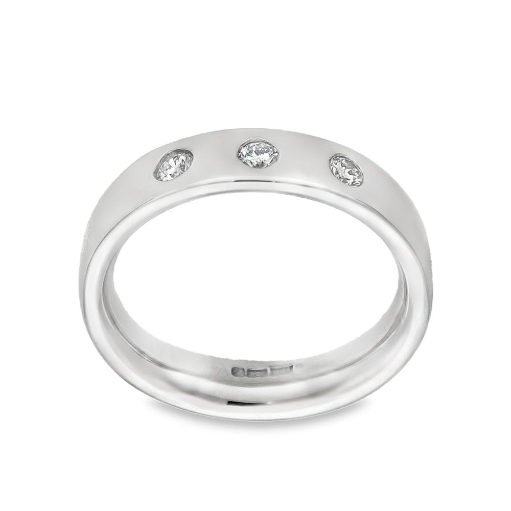 18ct White Gold Diamond Wedding Ring - Size G½ - 0.15ct