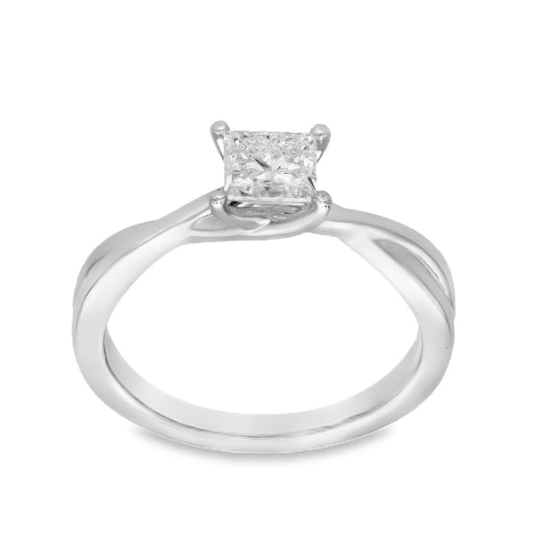 18ct White Gold Diamond Twist Engagement Ring - Size I½ - 0.55ct