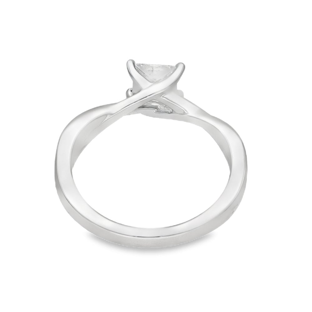 18ct White Gold Diamond Twist Engagement Ring - Size I½ - 0.55ct