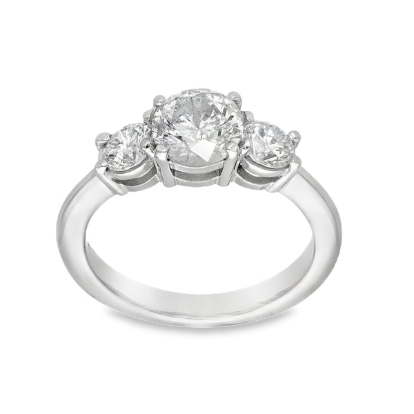 18ct White Gold Diamond Trilogy Ring - Size K - 1.62ct
