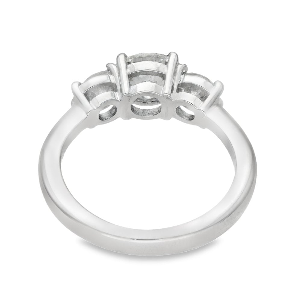 18ct White Gold Diamond Trilogy Ring - Size K - 1.62ct