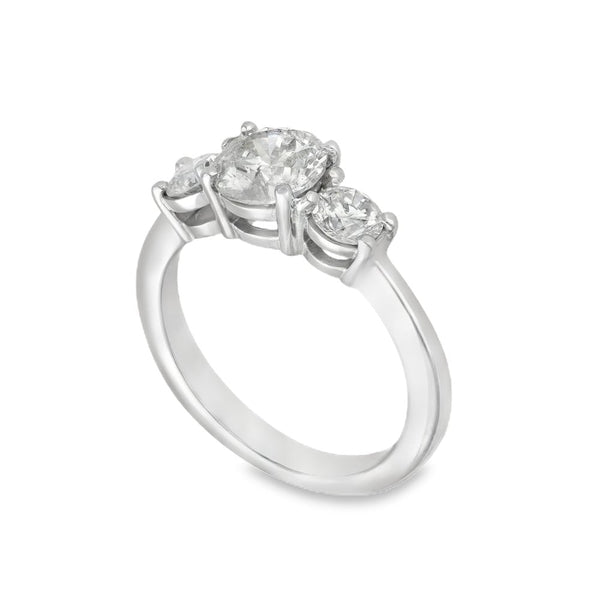 18ct White Gold Diamond Trilogy Ring - Size K - 1.62ct