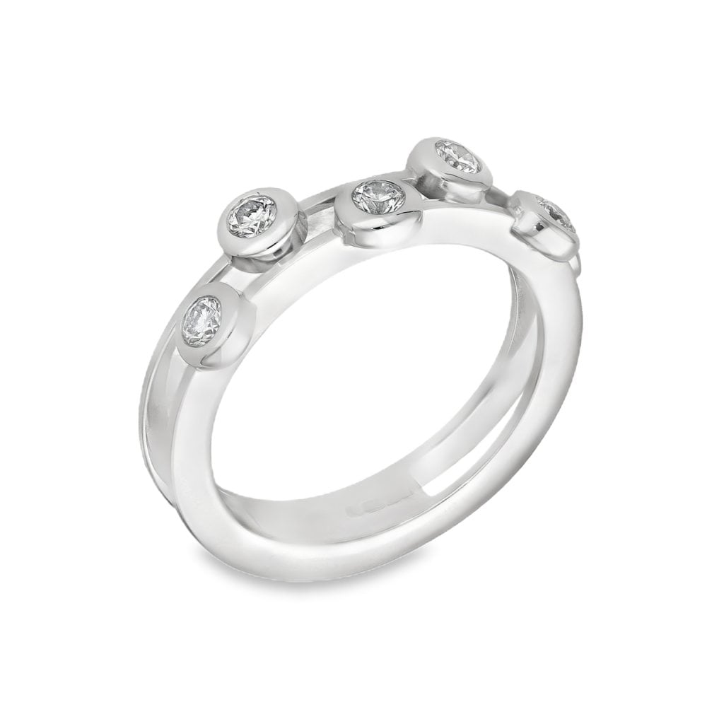 18ct White Gold Diamond Scatter Ring - Size L½ - 0.30ct