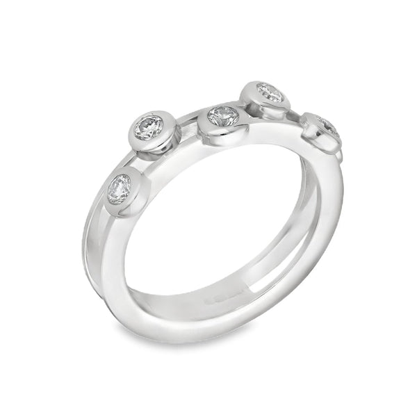 18ct White Gold Diamond Scatter Ring - Size L½ - 0.30ct