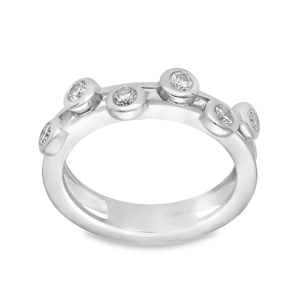 18ct White Gold Diamond Scatter Ring - Size L½ - 0.30ct