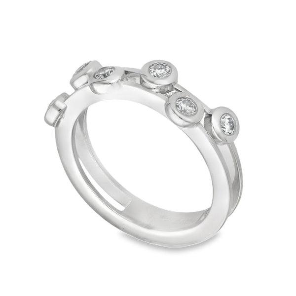 18ct White Gold Diamond Scatter Ring - Size L½ - 0.30ct