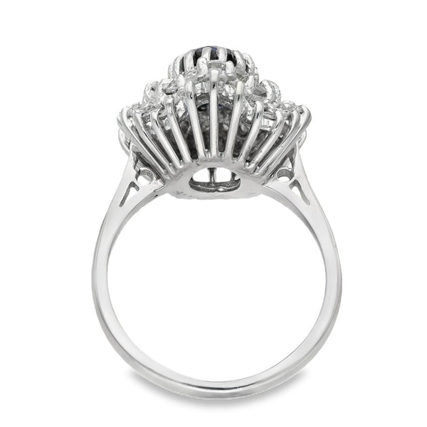 18ct White Gold Sapphire & Diamond Cluster Ring -Size L½ -0.80ct