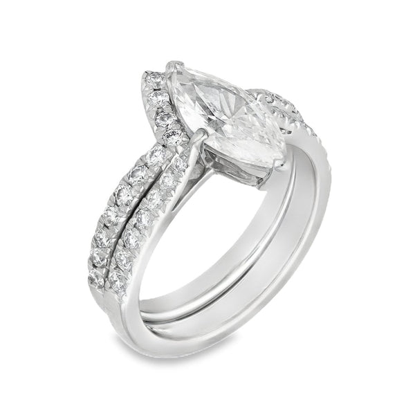 18ct White Gold Marquise Diamond Engagement & Eternity Ring